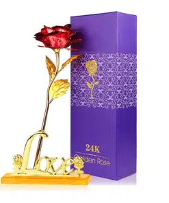 24K Gold Plated Rose With Love Photo Frame Stand Valentines Day Anniversary Birthday Wedding Gift