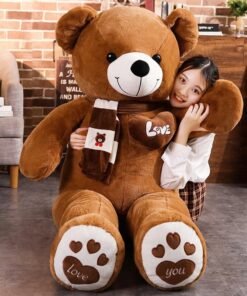 Dark Brown New High Teddy Bear With Mufler Stuffed Bear Plush Toys Doll Pillow Kids Lovers Birthday Baby Gift